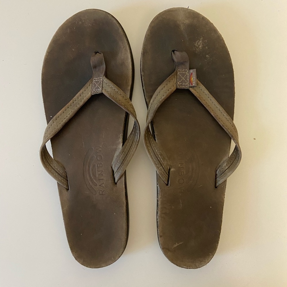 Rainbow flip flops